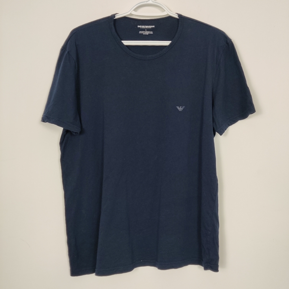 Emporio Armani Men's Soft T-shirt in Navy Blue Size Large 100% Cotton Loungewear